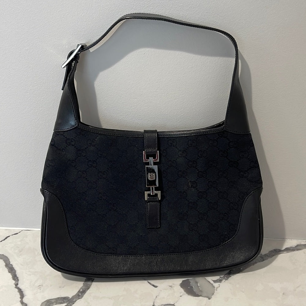 Gucci Jackie O 1961 Medium Shoulder Bag Black Canvas G’s