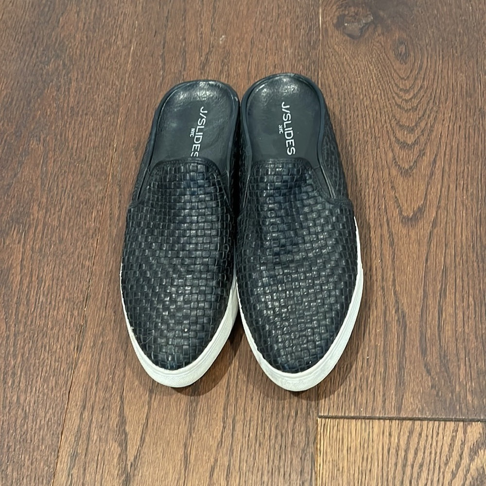 J/SLIDES Black Woven Slides Size 8.5