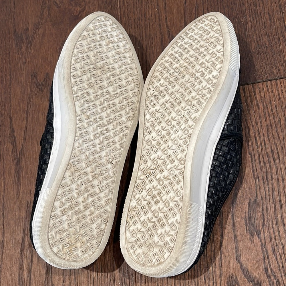 J/SLIDES Black Woven Slides Size 8.5