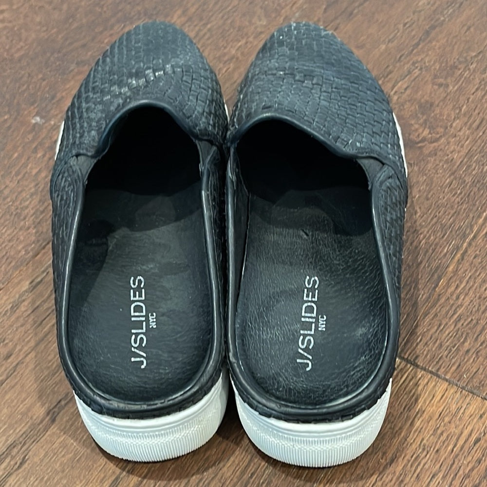 J/SLIDES Black Woven Slides Size 8.5