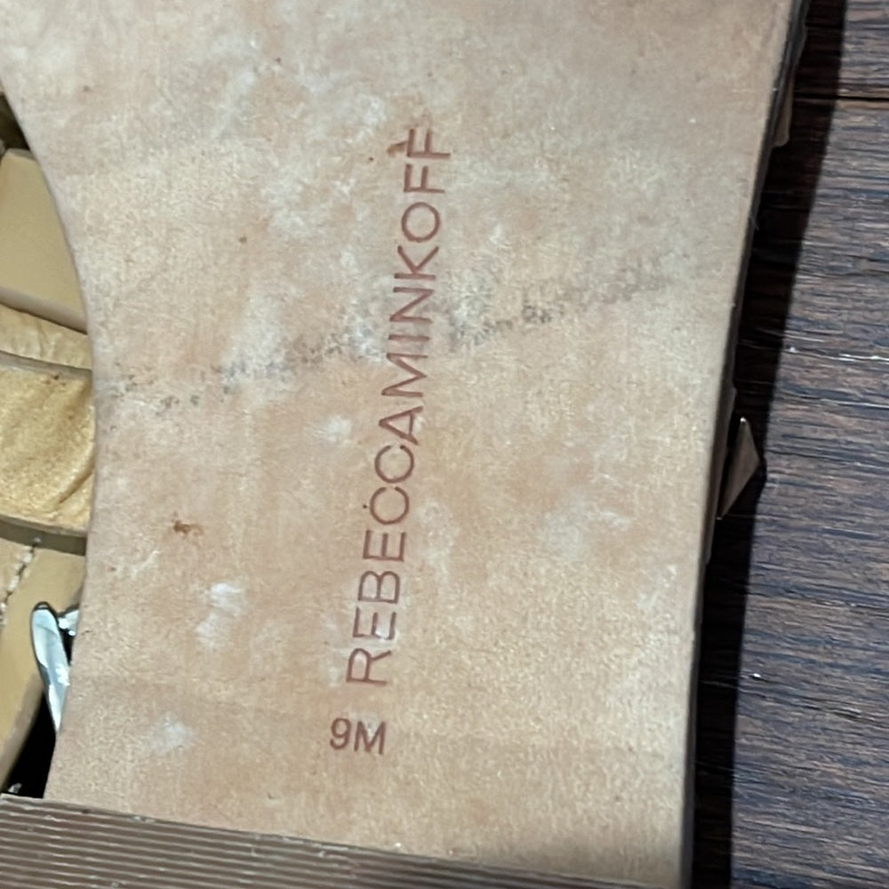 Rebecca Minkoff Tan Rock Stud Flat Sandals Size 9