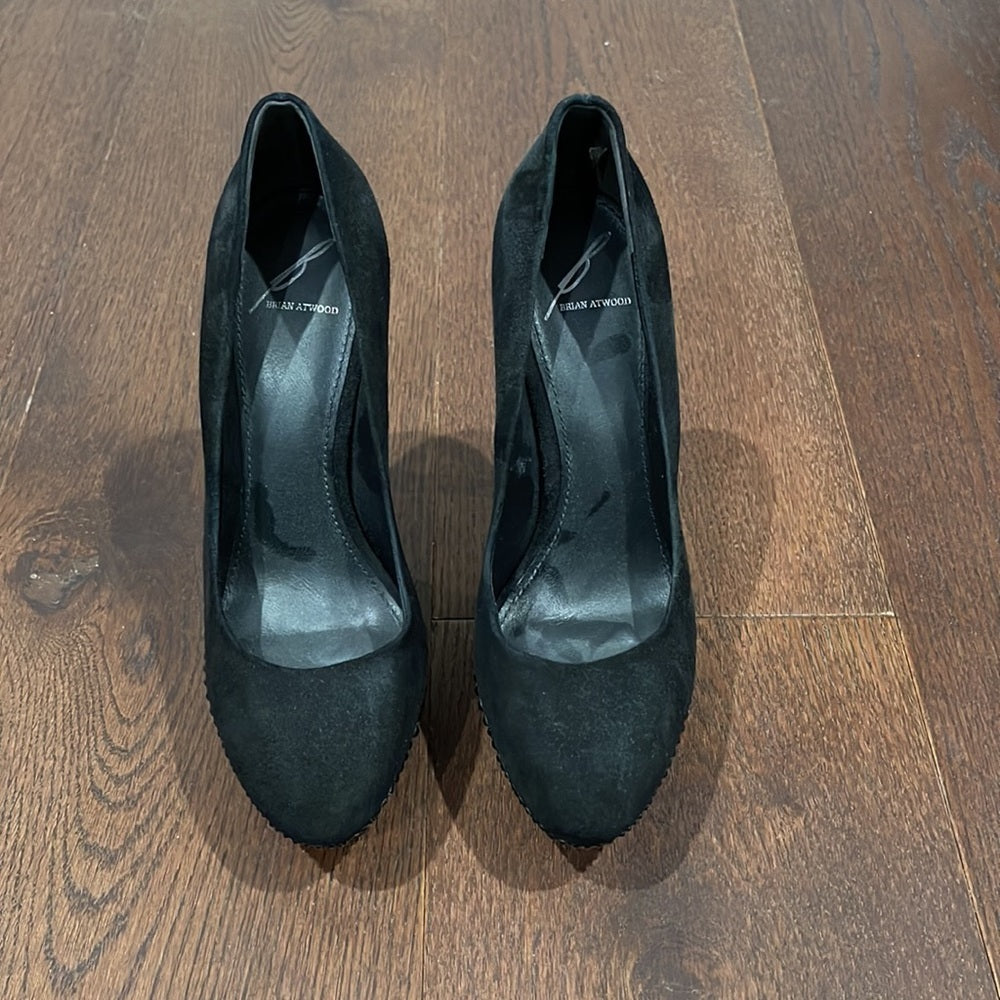 B Brian Atwood Pump Black Suede Size 8
