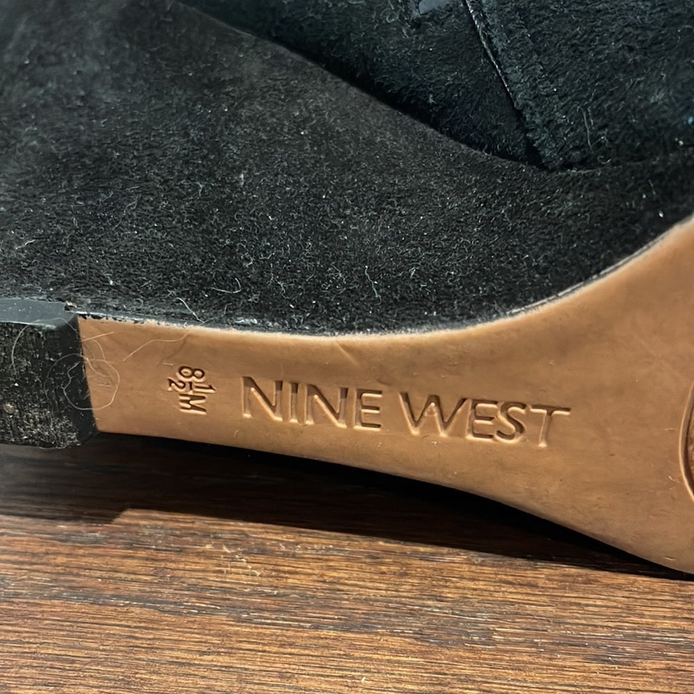 Nine West women’s Black Suede Tall Wedge Boots Size 8.5