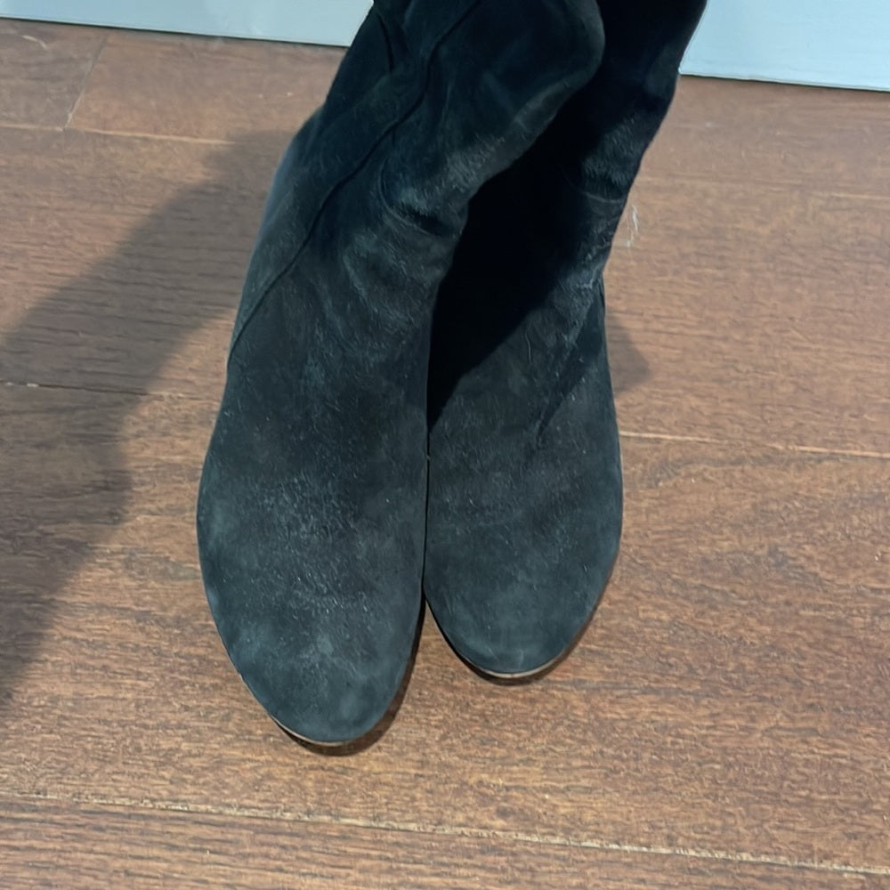 Nine West women’s Black Suede Tall Wedge Boots Size 8.5