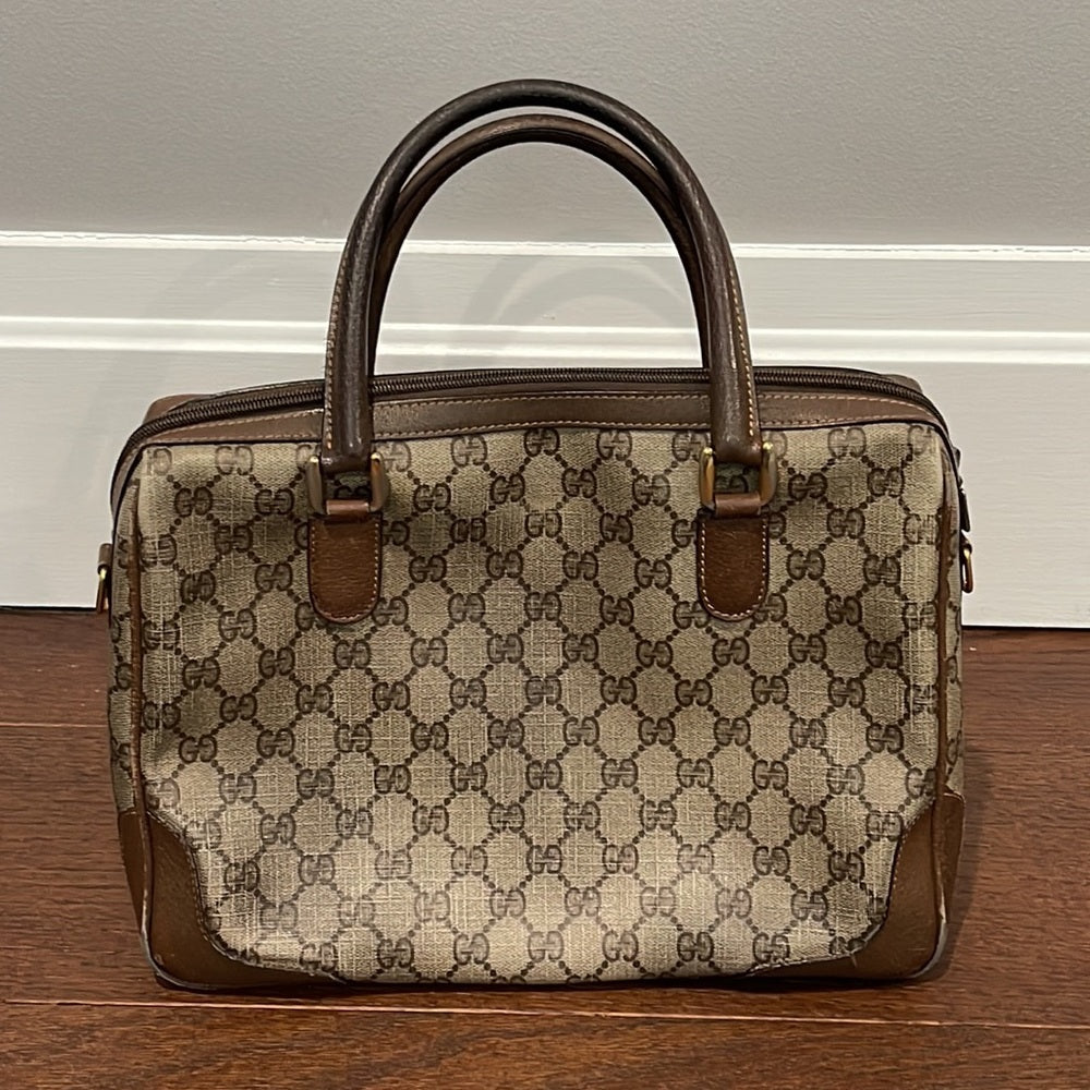 Gucci Vintage GG Brown Vintage Micro Guccissima Boston Bag Top Handle Bag