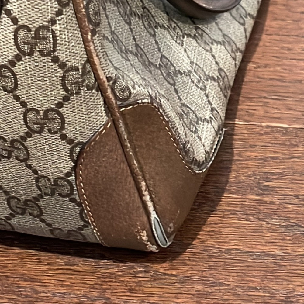 Gucci Vintage GG Brown Vintage Micro Guccissima Boston Bag Top Handle Bag