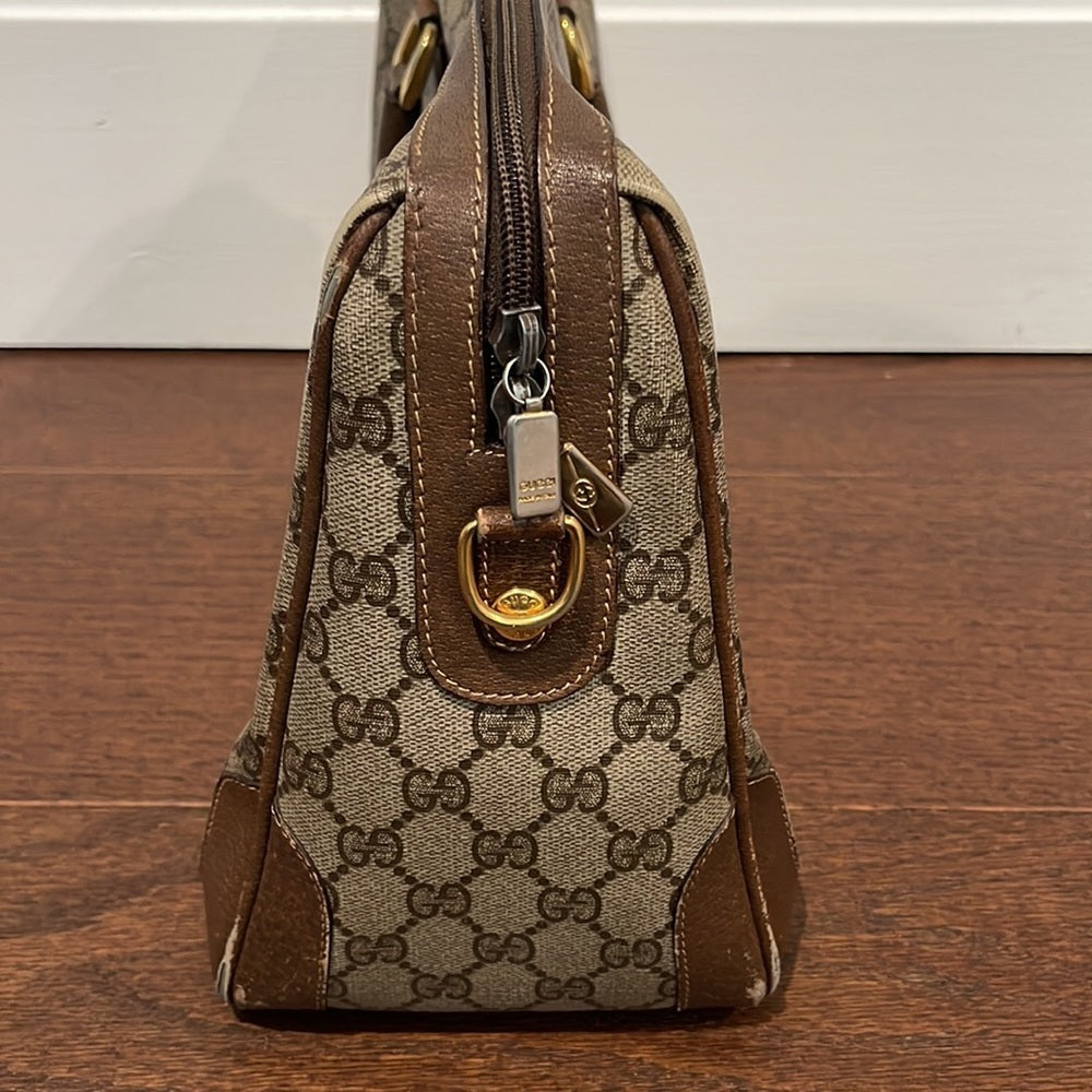 Gucci Vintage GG Brown Vintage Micro Guccissima Boston Bag Top Handle Bag