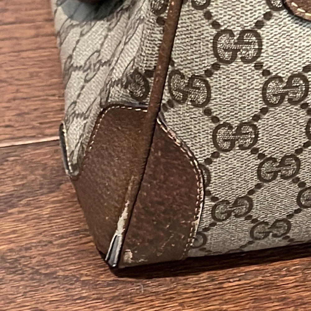 Gucci Vintage GG Brown Vintage Micro Guccissima Boston Bag Top Handle Bag
