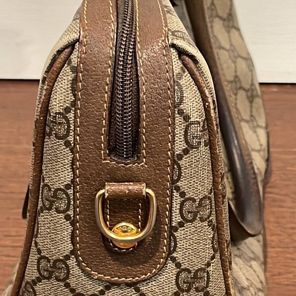 Gucci Vintage GG Brown Vintage Micro Guccissima Boston Bag Top Handle Bag
