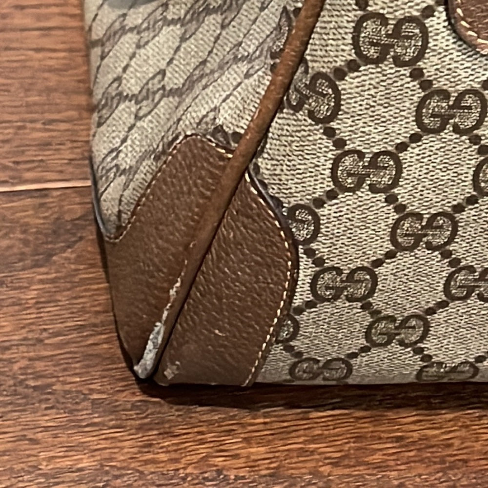 Gucci Vintage GG Brown Vintage Micro Guccissima Boston Bag Top Handle Bag