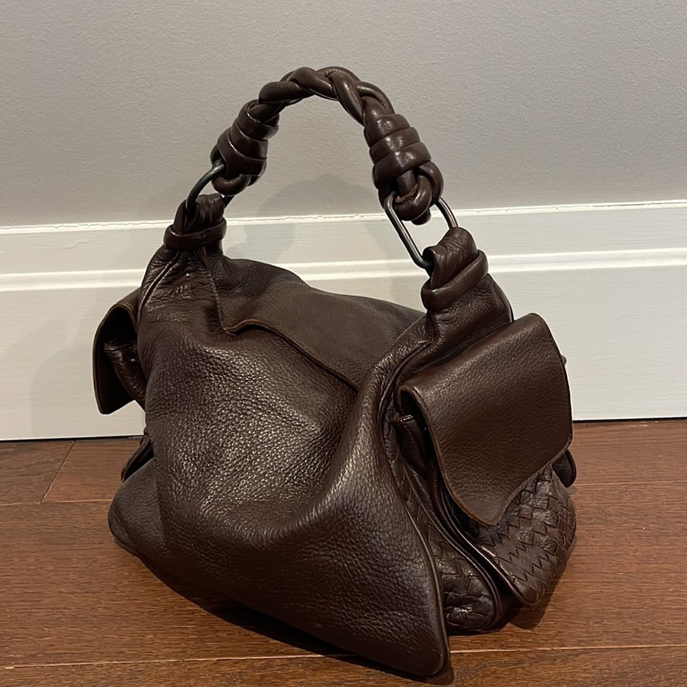 BOTTEGA VENETA Cervo Cocker Hobo Chocolate Brown