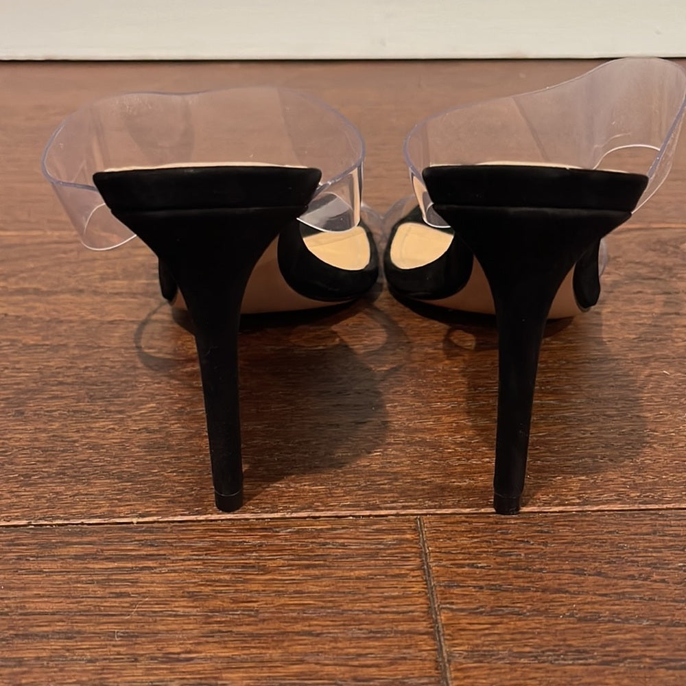 Schutz Women’s Ariella Clear and Black Sandals Size 8