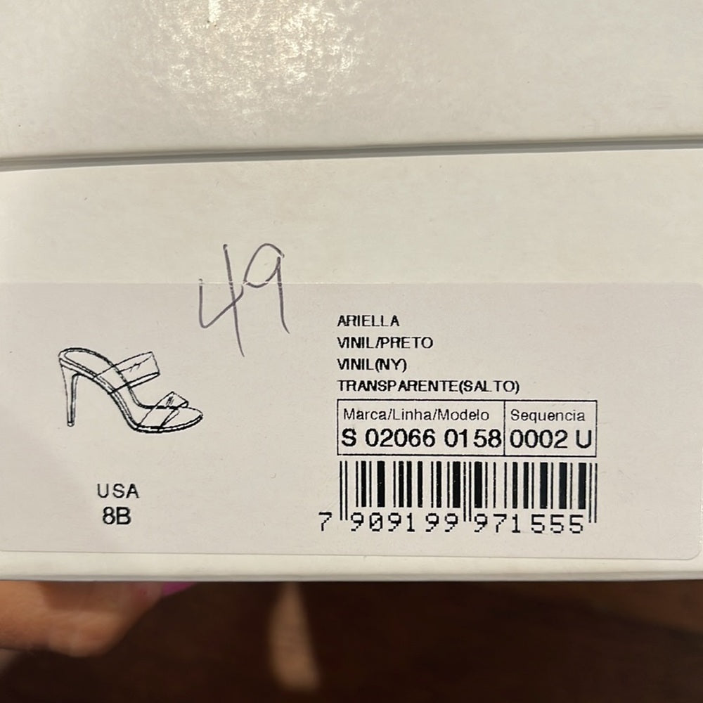 Schutz Women’s Ariella Clear and Black Sandals Size 8