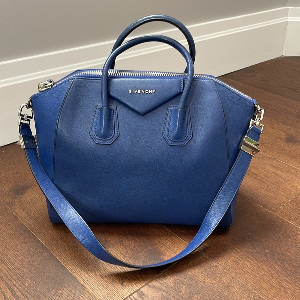Givenchy Cobalt Blue Antigona Medium Grained Leather Bag Tote and Shoulder Bag