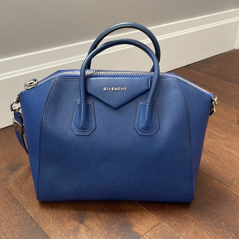 Givenchy Cobalt Blue Antigona Medium Grained Leather Bag Tote and Shoulder Bag