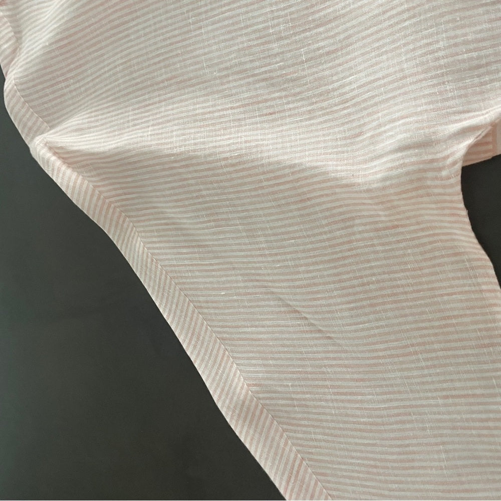 Lafayette 148 Women’s Pink and White Linen Striped Shirt Size Medium