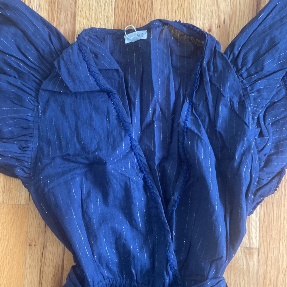 NWT Women’s Paupette St Barth dress. Blue and gold. Size S