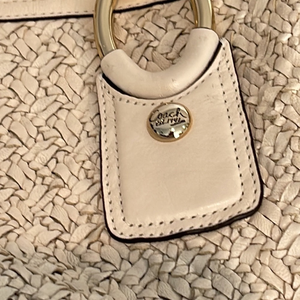 Coach Women’s White Woven Leather Tote Bag