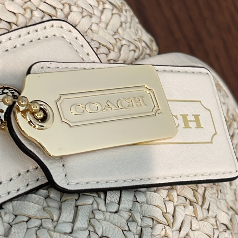 Coach Women’s White Woven Leather Tote Bag