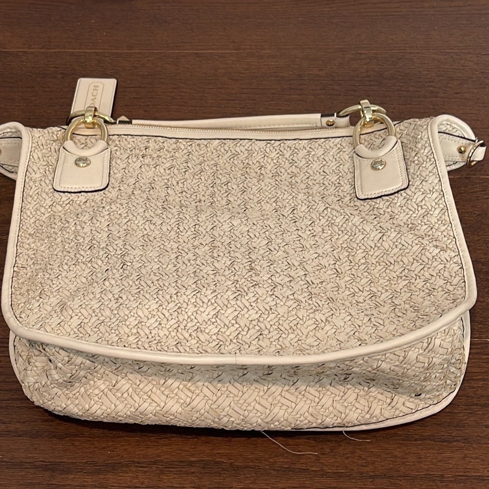 Coach Women’s White Woven Leather Tote Bag
