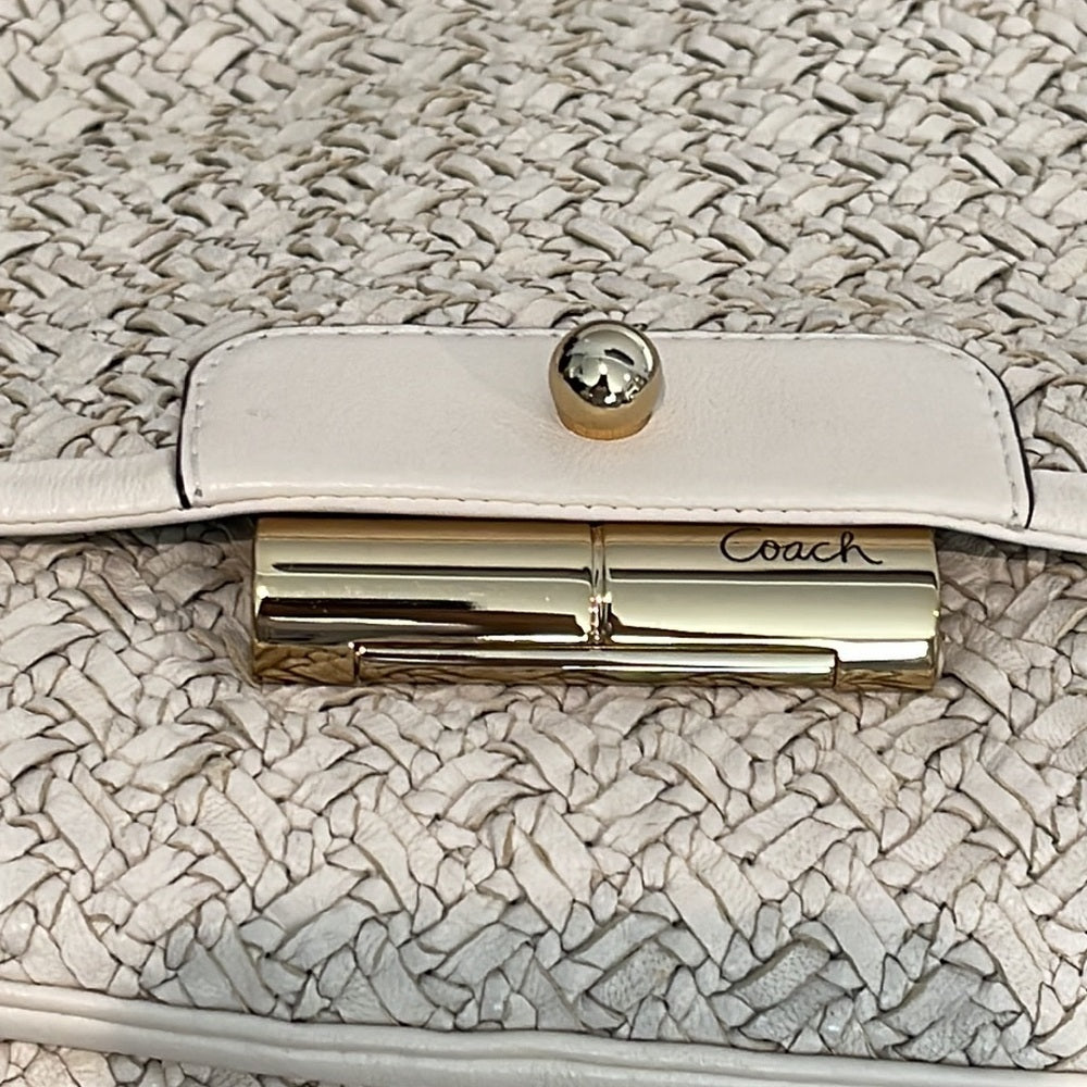 Coach Women’s White Woven Leather Tote Bag