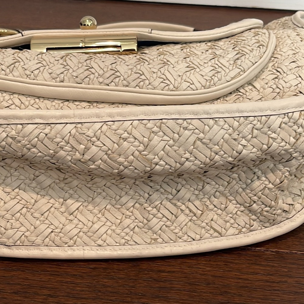 Coach Women’s White Woven Leather Tote Bag