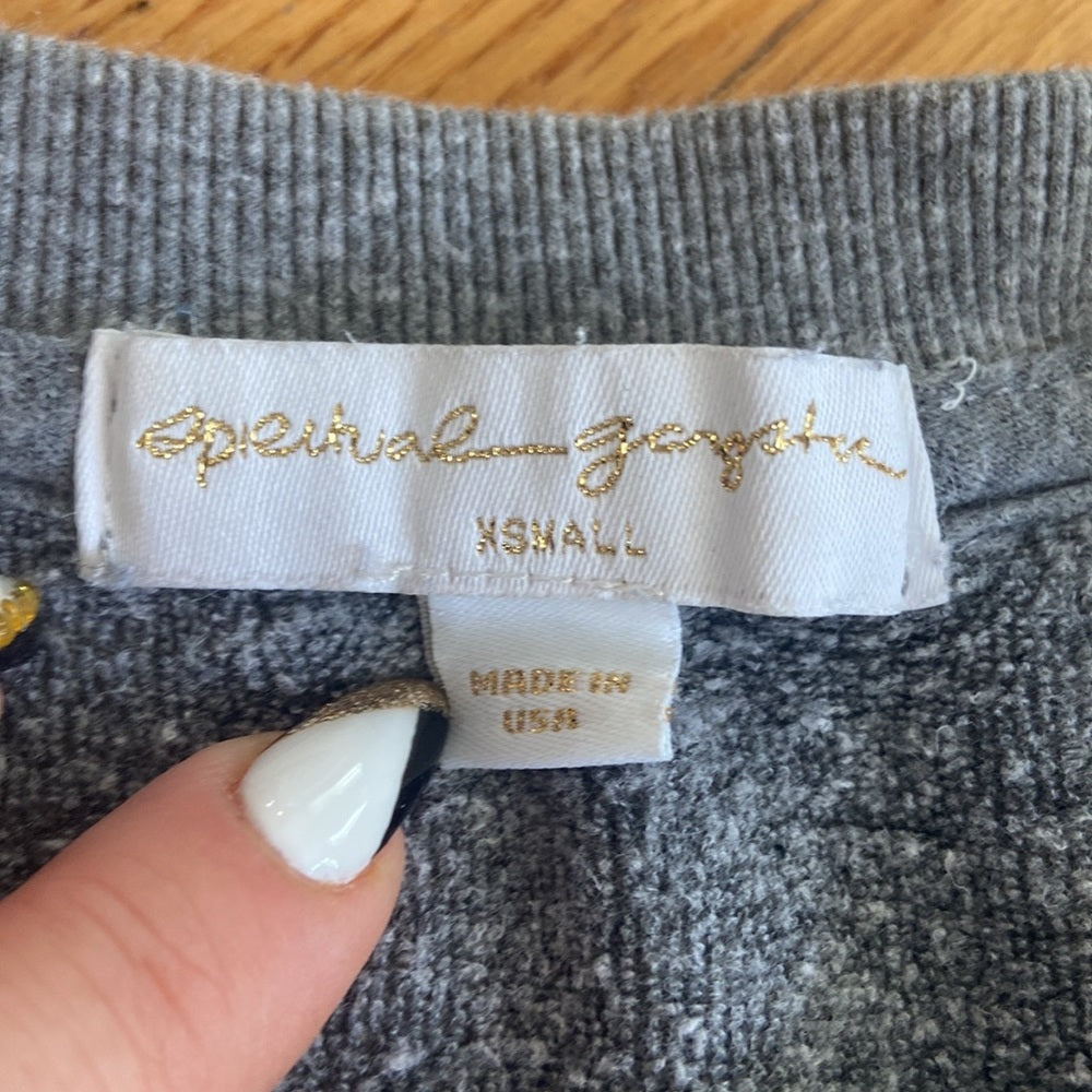 Women’s Spiritual Gangster sweatshirt. Grey/black. Size XS