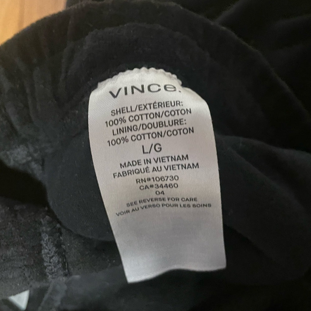 VINCE Black Velvet Pants Size Large