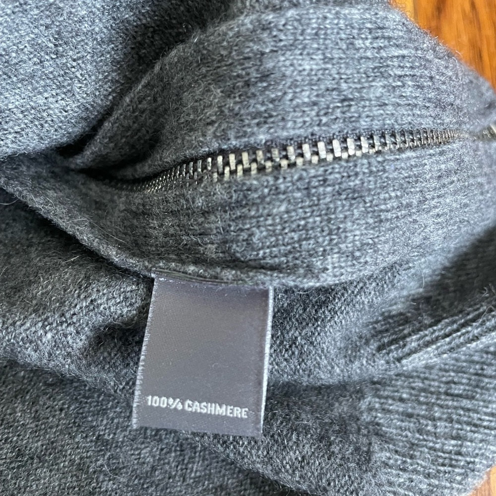 Neiman Marcus Cashmere Grey Zip Sweater Size XL