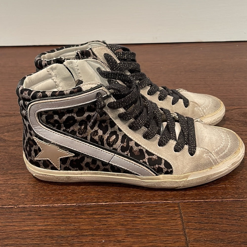 Golden Goose Women’s Grey Leopard High Tops Size 36/6