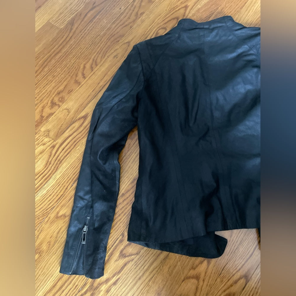 Vince Women’s Leather Black Zip Up Jacket Size Small
