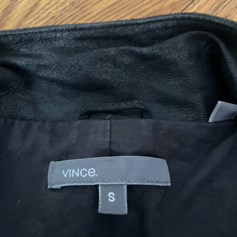 Vince Women’s Leather Black Zip Up Jacket Size Small