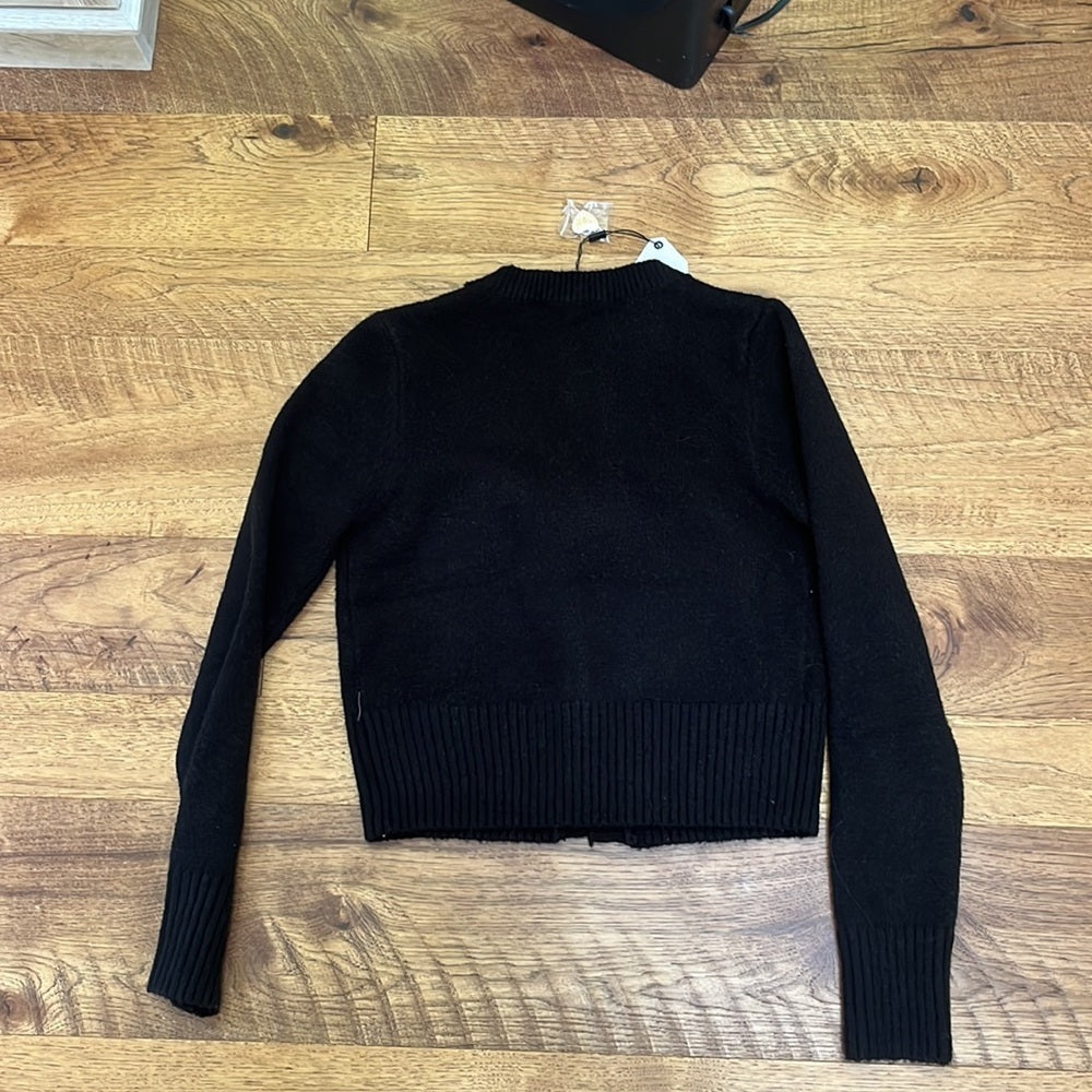 NWT Women’s English Factory Heart Pearl Button Black Cardigan Size S