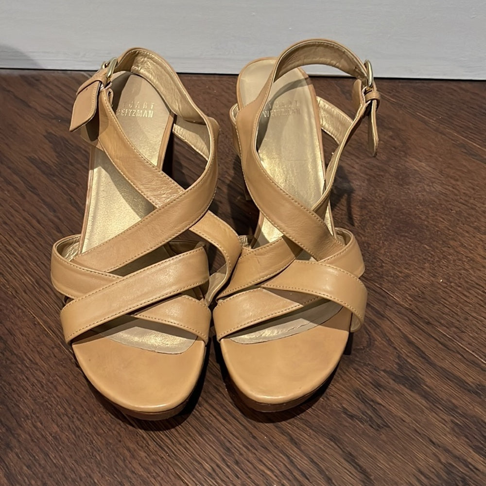 Stuart Weitzman Beige Leather Sandals Size 8
