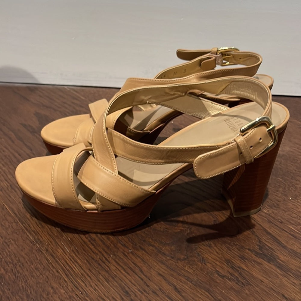 Stuart Weitzman Beige Leather Sandals Size 8