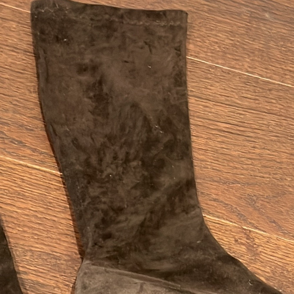 Robert Clergerie Brown Pull On Wedge Suede Boots Size 8.5