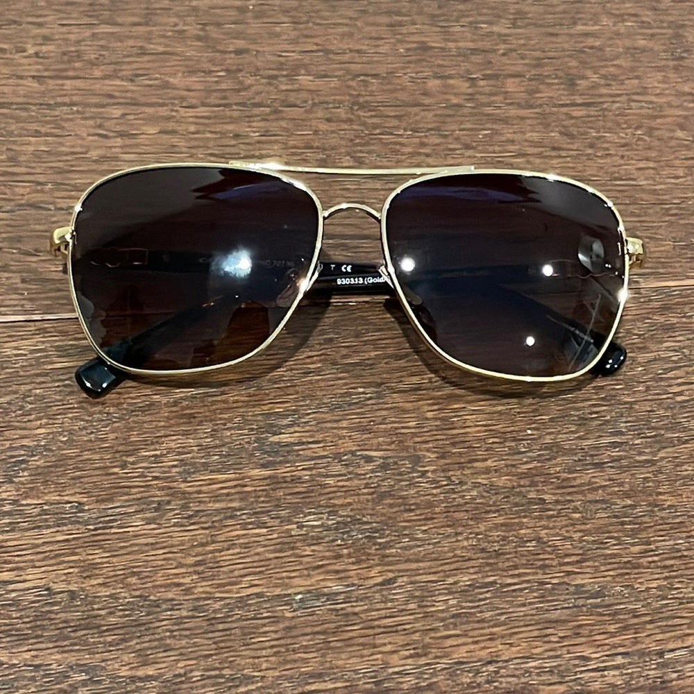 Coach Brown Tortoise and Gold Women’s Aviator Sunglasses