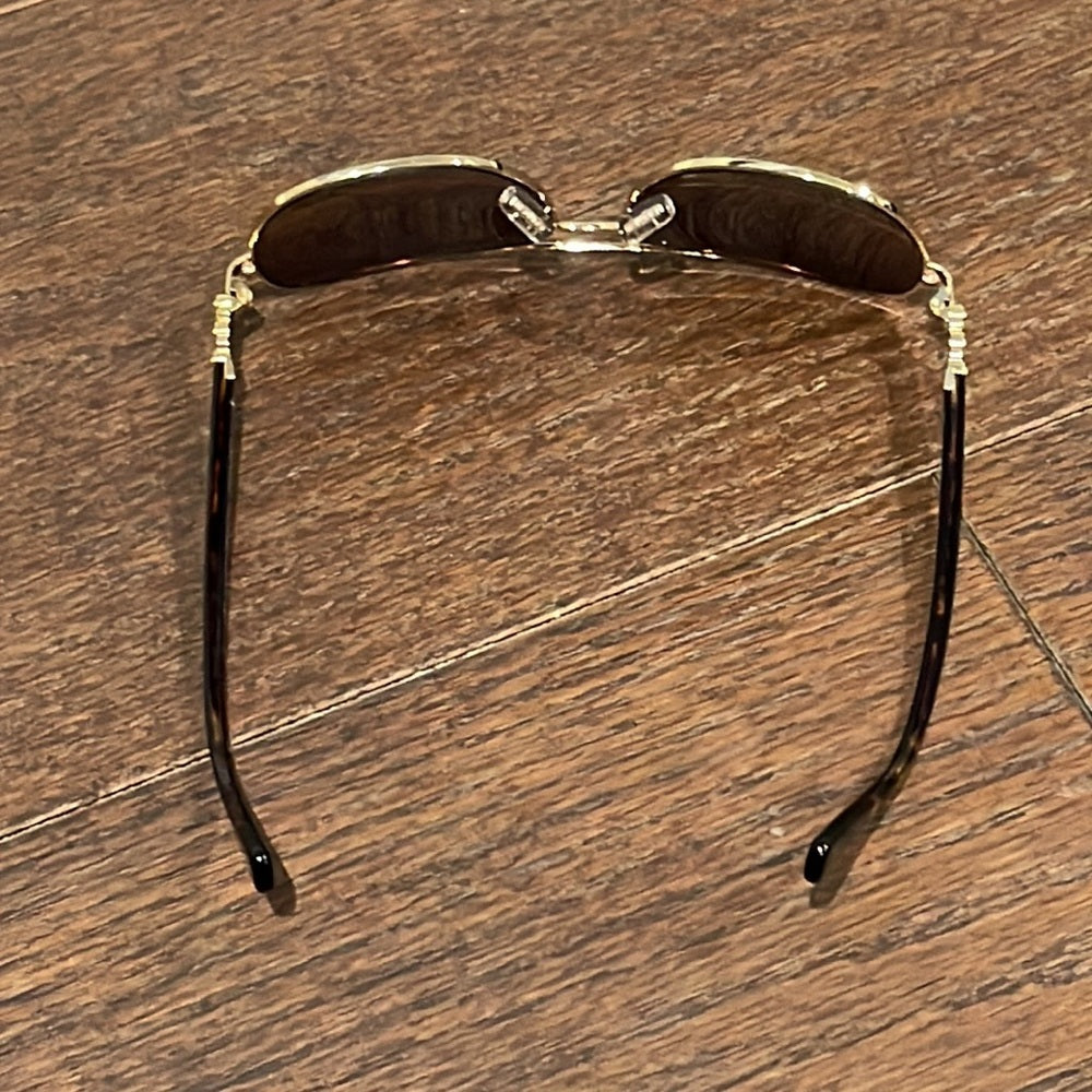 Coach Brown Tortoise and Gold Women’s Aviator Sunglasses