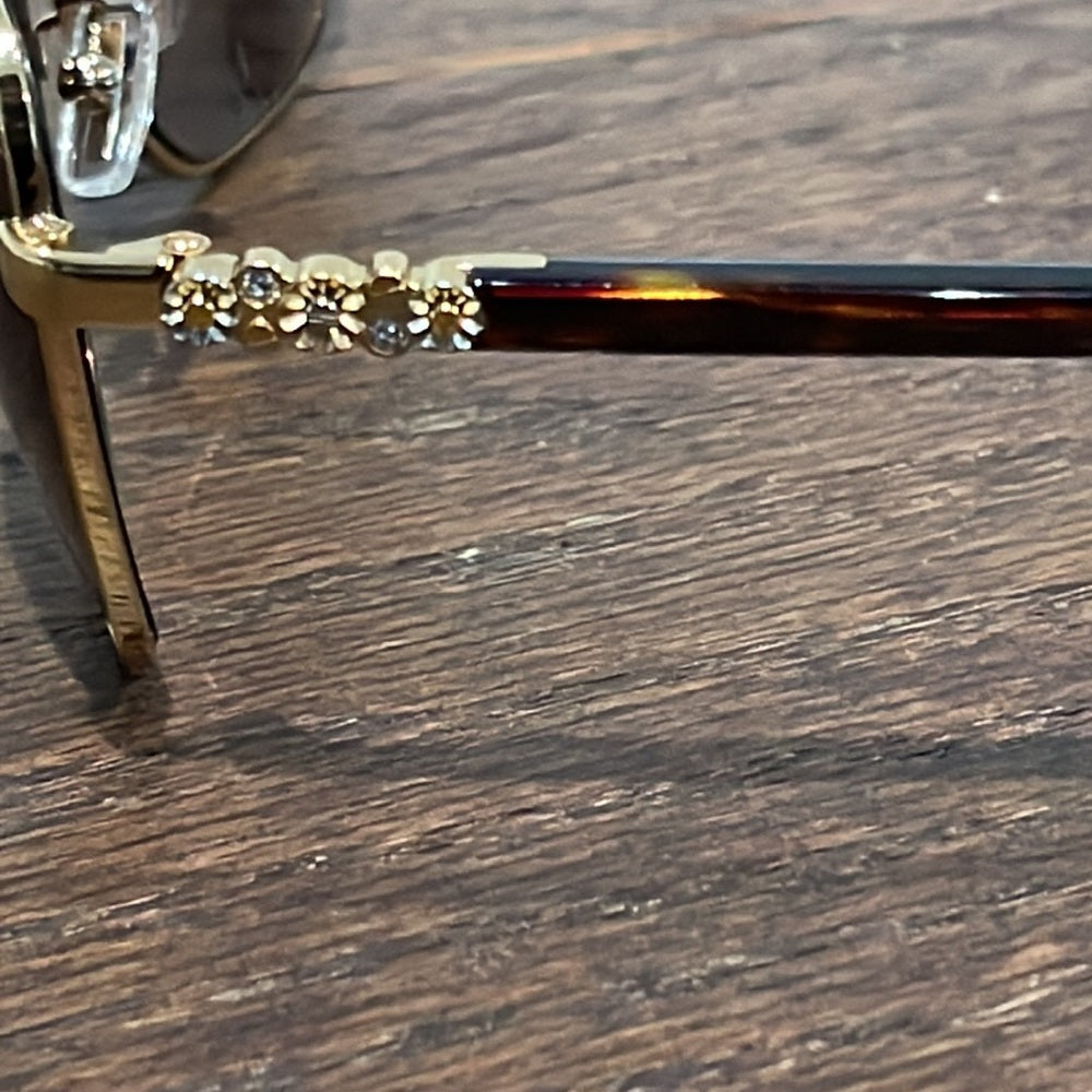 Coach Brown Tortoise and Gold Women’s Aviator Sunglasses