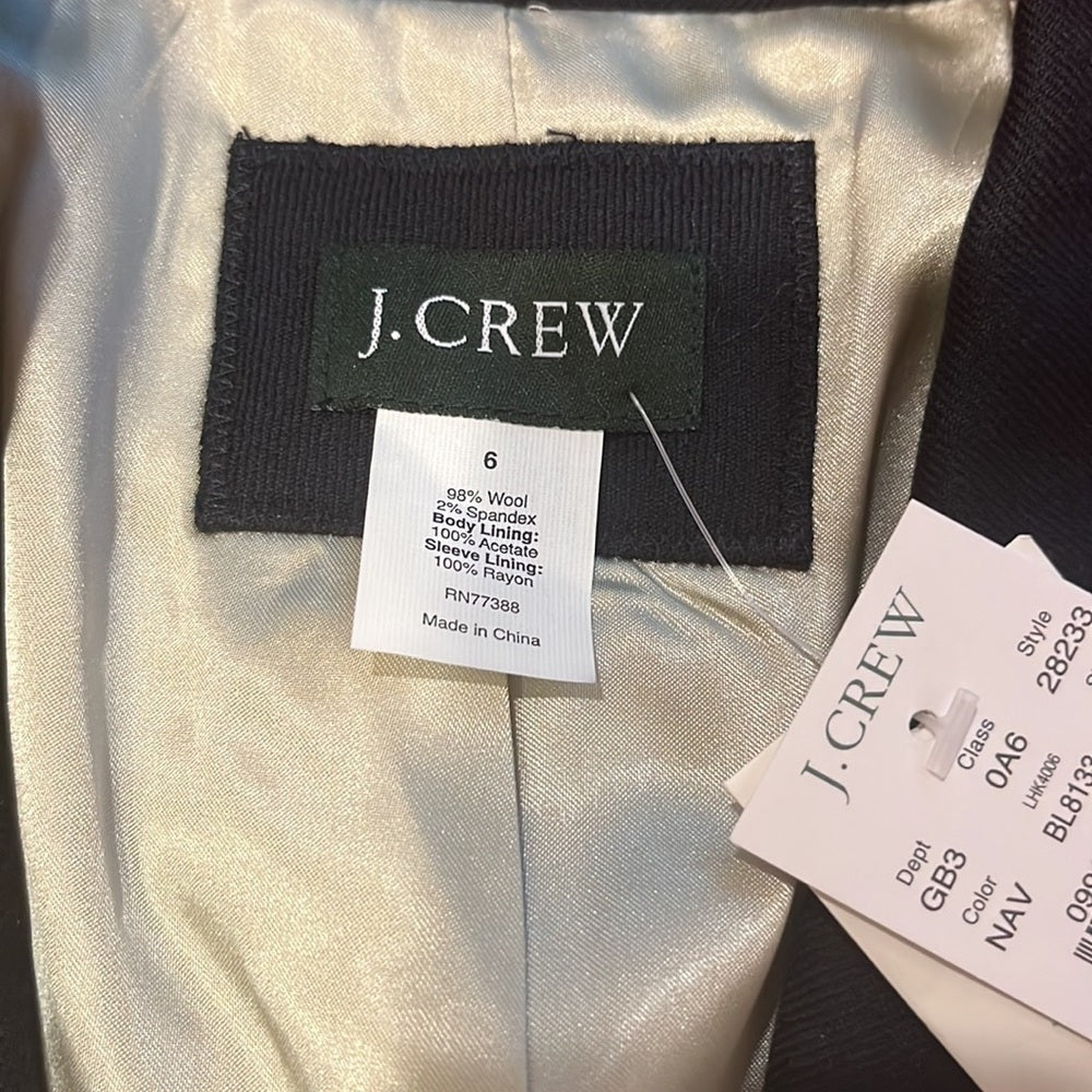 NWT J.Crew Woman’s Navy Blue Blazer Size 6