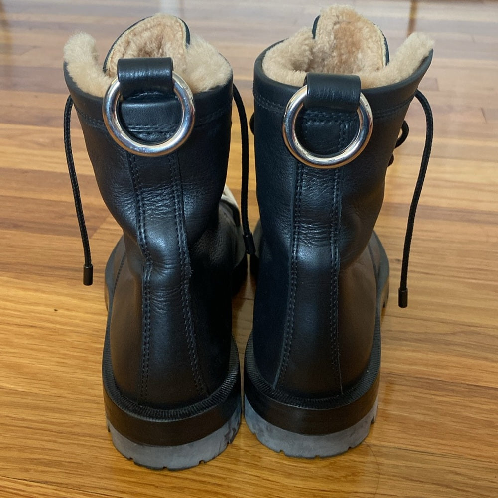 Alexander Wang Women’s Black Fur Lined Combat Boots Size 37.5