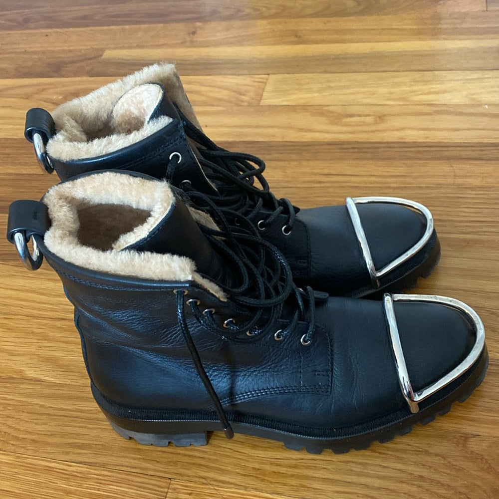 Alexander Wang Women’s Black Fur Lined Combat Boots Size 37.5
