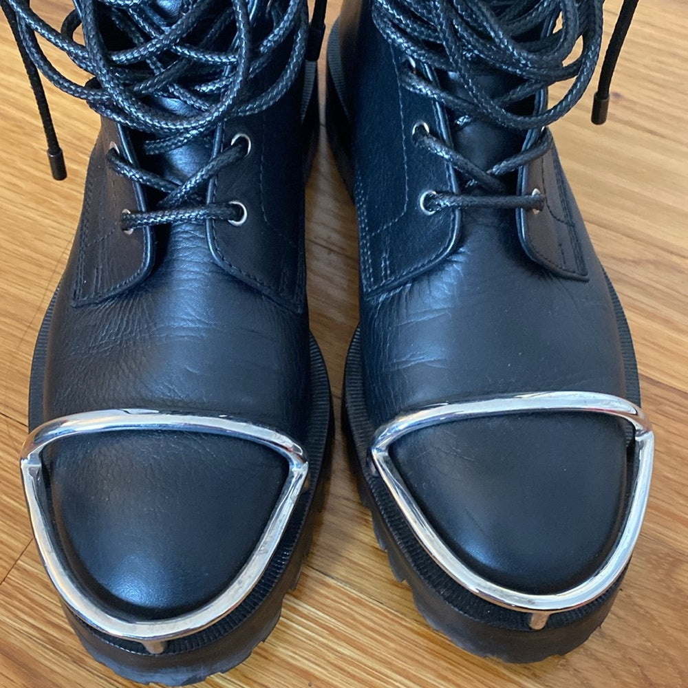 Alexander Wang Women’s Black Fur Lined Combat Boots Size 37.5