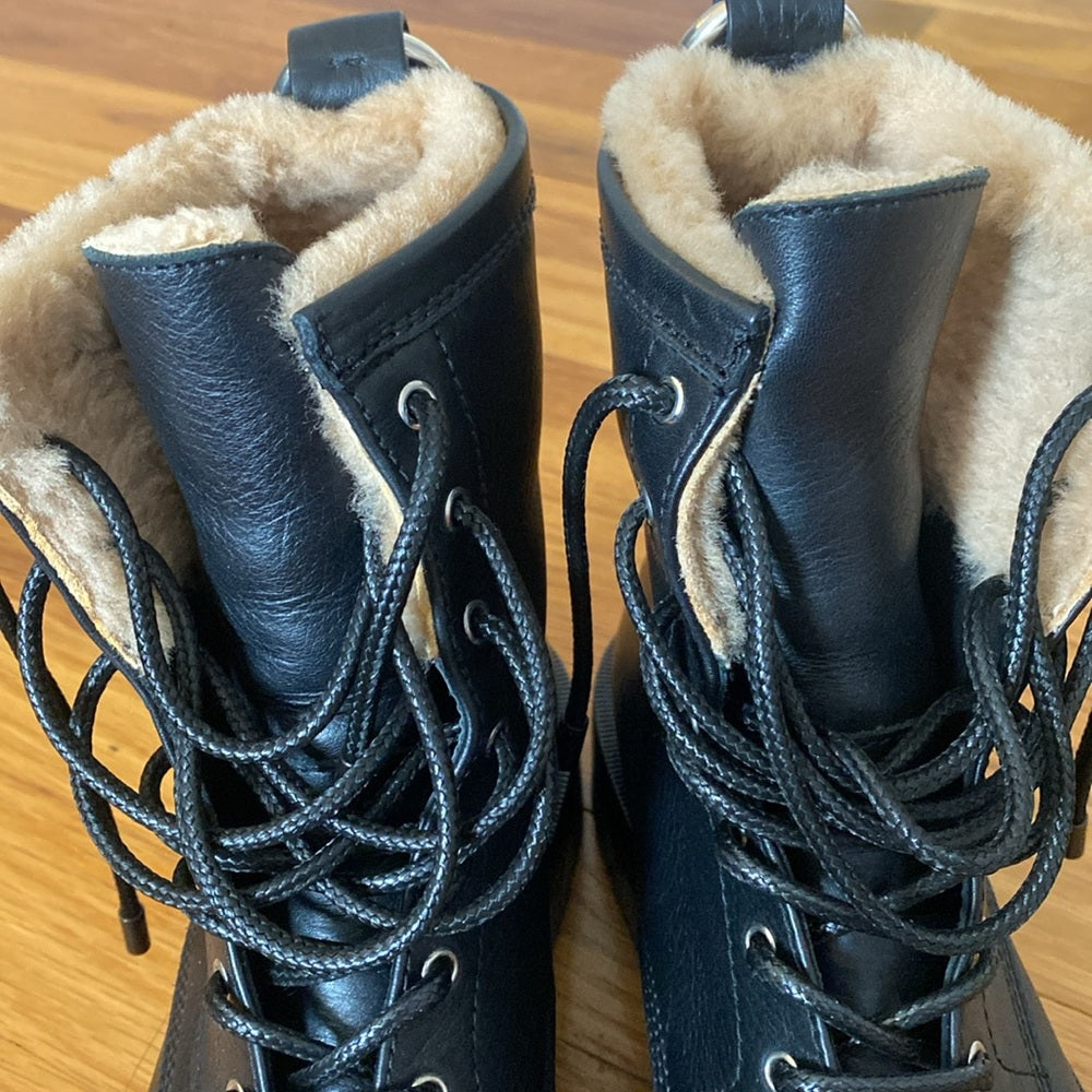 Alexander Wang Women’s Black Fur Lined Combat Boots Size 37.5