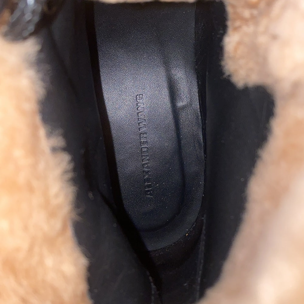 Alexander Wang Women’s Black Fur Lined Combat Boots Size 37.5