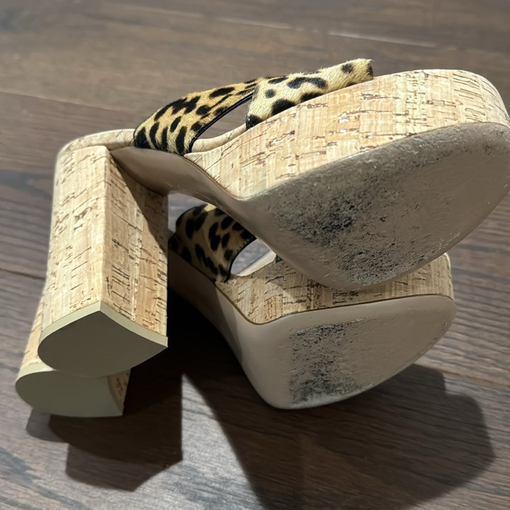 Gianvito Rossi Cassie Calf-Hair Crisscross Platform Sandals, Leopard Size 38/8