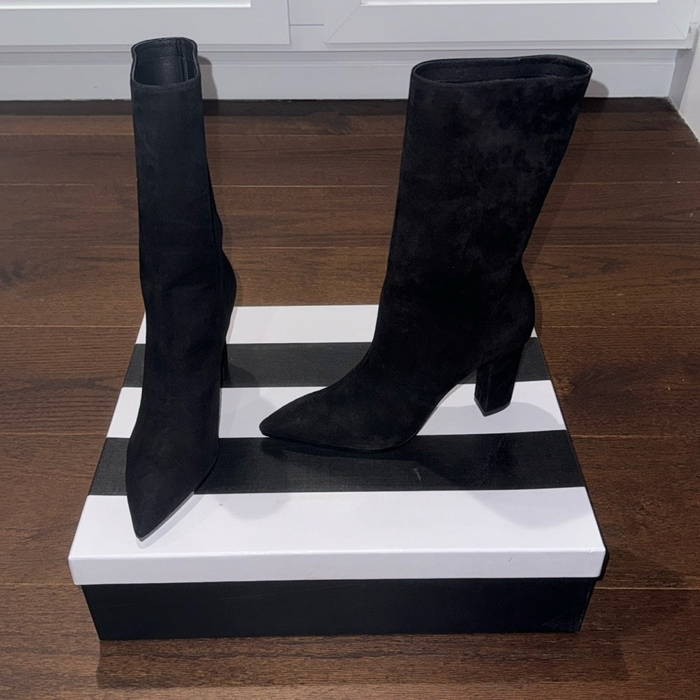 Aquazzura Women’s Black Suede Skyler Bootie Size 37.5/7.5