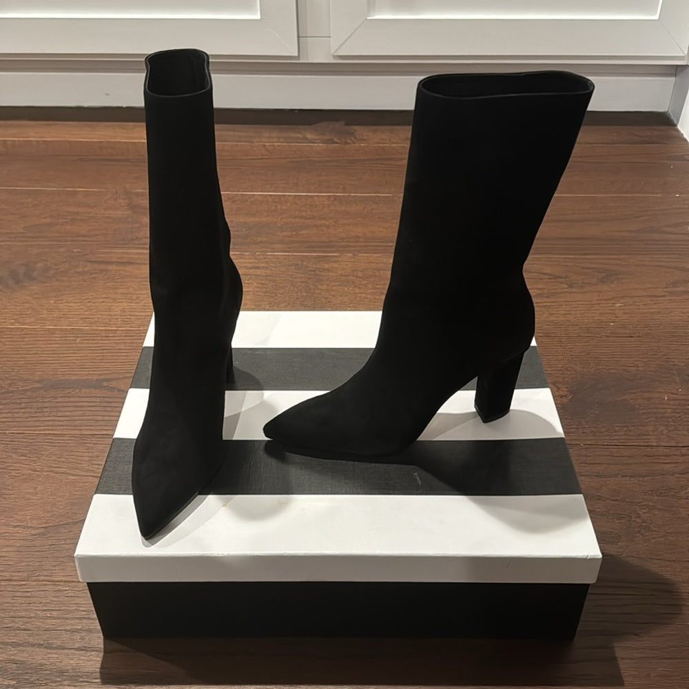 Aquazzura Women’s Black Suede Skyler Bootie Size 37.5/7.5