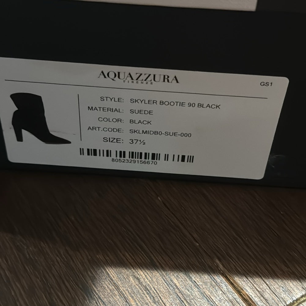 Aquazzura Women’s Black Suede Skyler Bootie Size 37.5/7.5