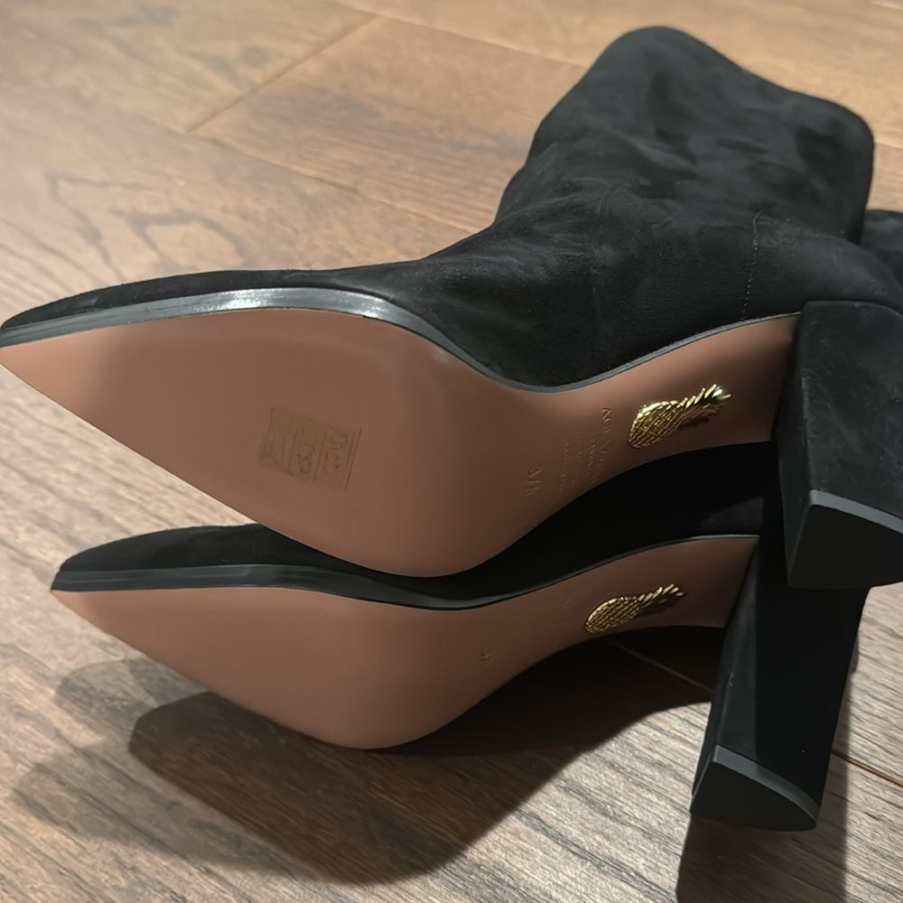 Aquazzura Women’s Black Suede Skyler Bootie Size 37.5/7.5